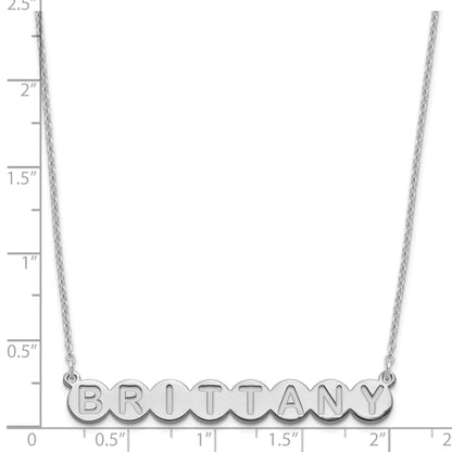 Sterling Silver Silver/Rhodium Plated 8 Letter Bubble Necklace