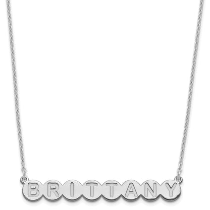 Sterling Silver Silver/Rhodium Plated 8 Letter Bubble Necklace
