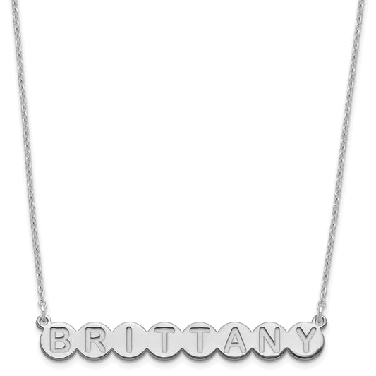 Sterling Silver Silver/Rhodium Plated 8 Letter Bubble Necklace