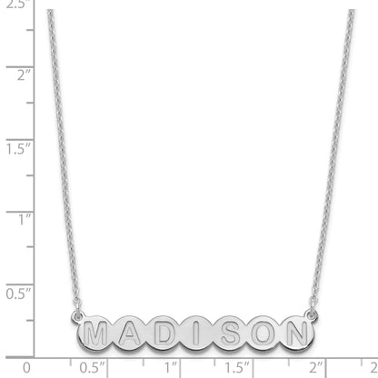 Sterling Silver Silver/Rhodium Plated 7 Letter Bubble Necklace