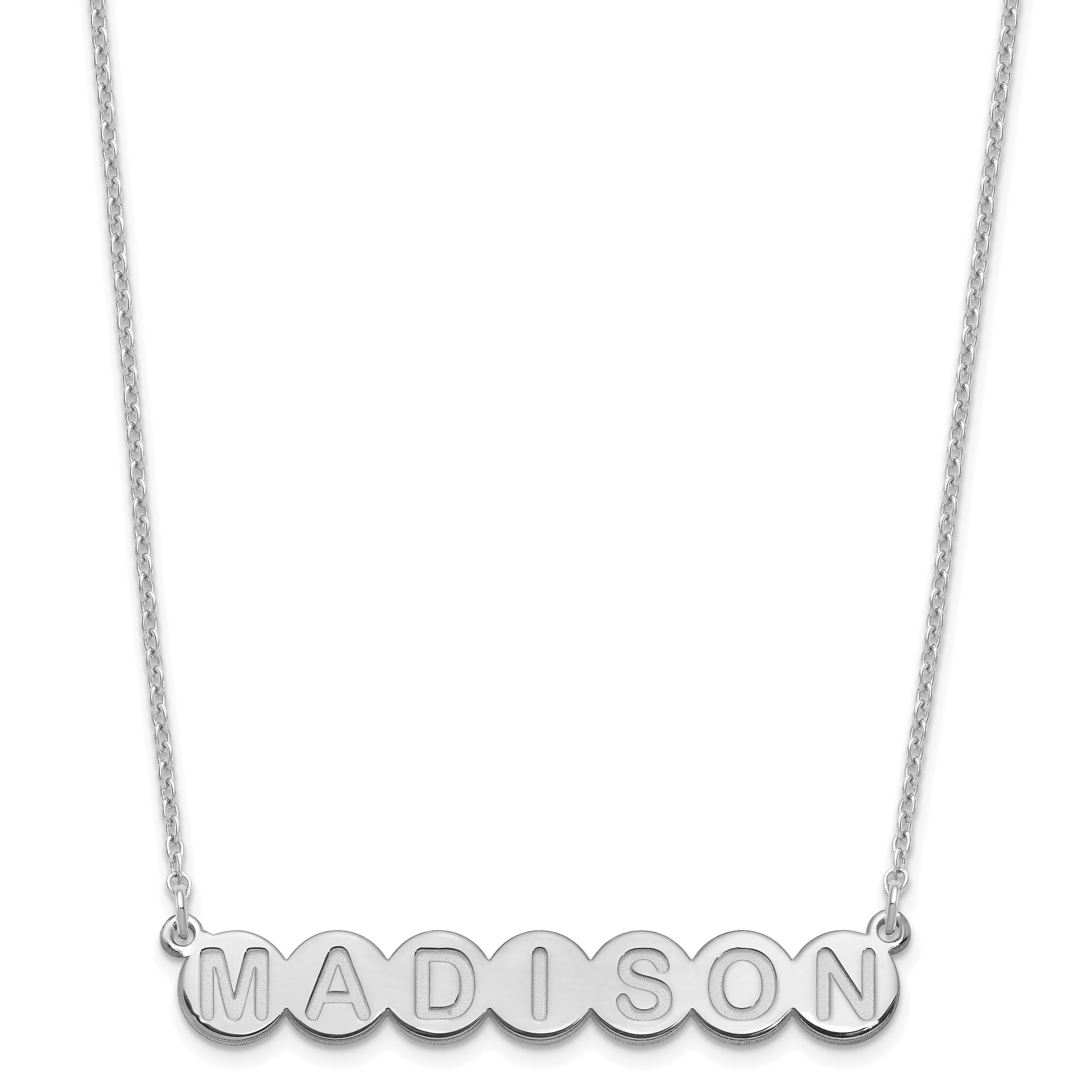 Sterling Silver Silver/Rhodium Plated 7 Letter Bubble Necklace