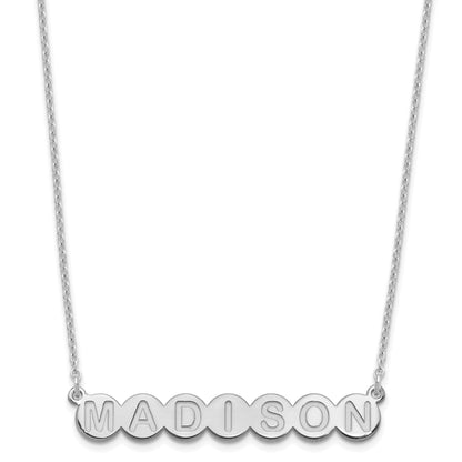 Sterling Silver Silver/Rhodium Plated 7 Letter Bubble Necklace