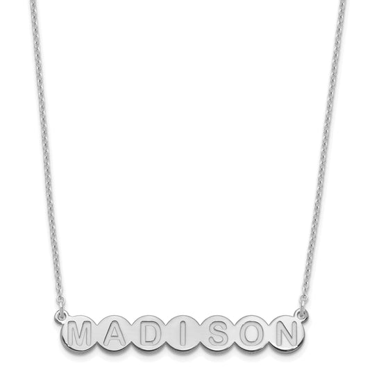 Sterling Silver Silver/Rhodium Plated 7 Letter Bubble Necklace