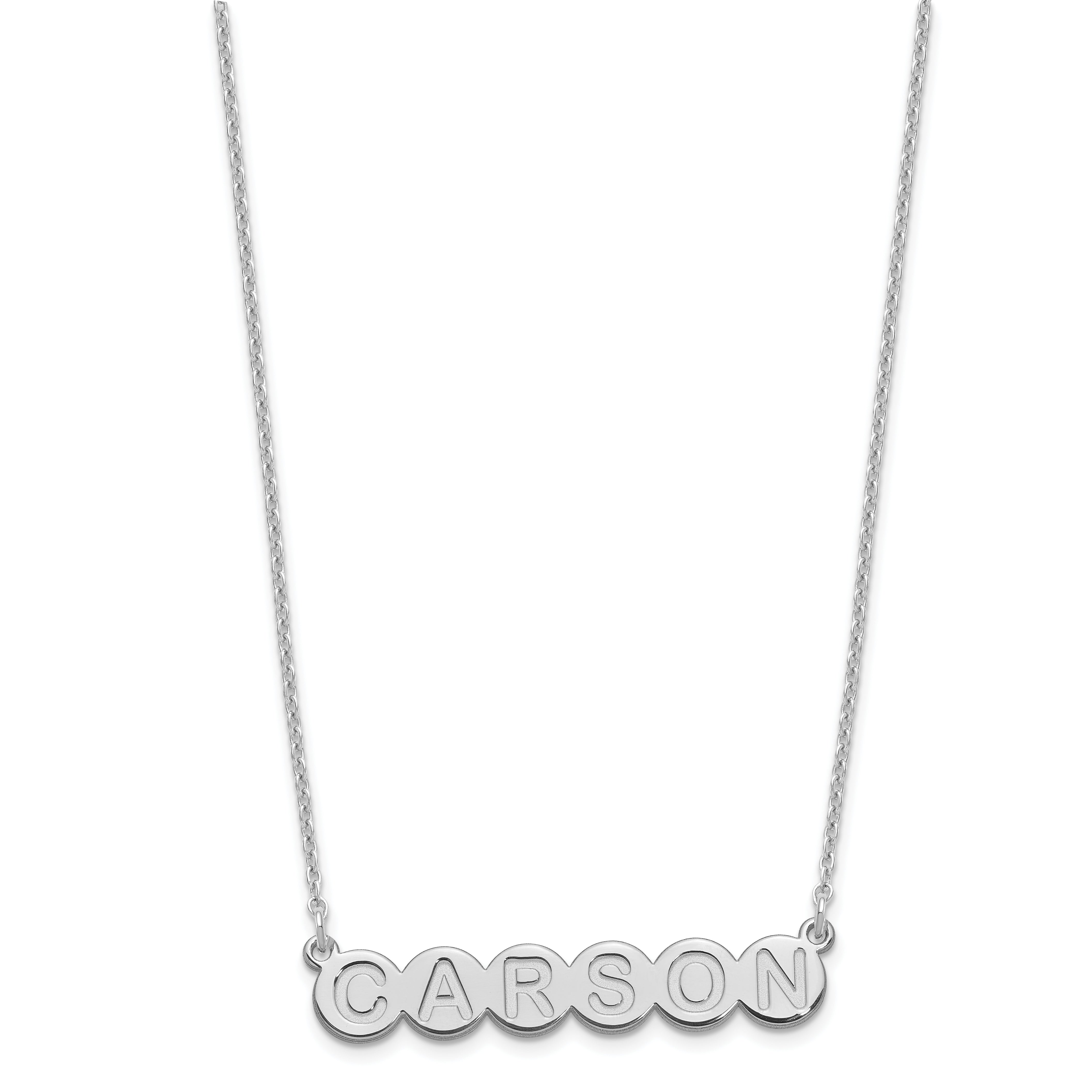 Sterling Silver Silver/Rhodium Plated 6 Letter Bubble Necklace