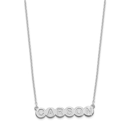 Sterling Silver Silver/Rhodium Plated 6 Letter Bubble Necklace