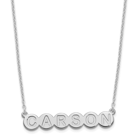 Sterling Silver Silver/Rhodium Plated 6 Letter Bubble Necklace
