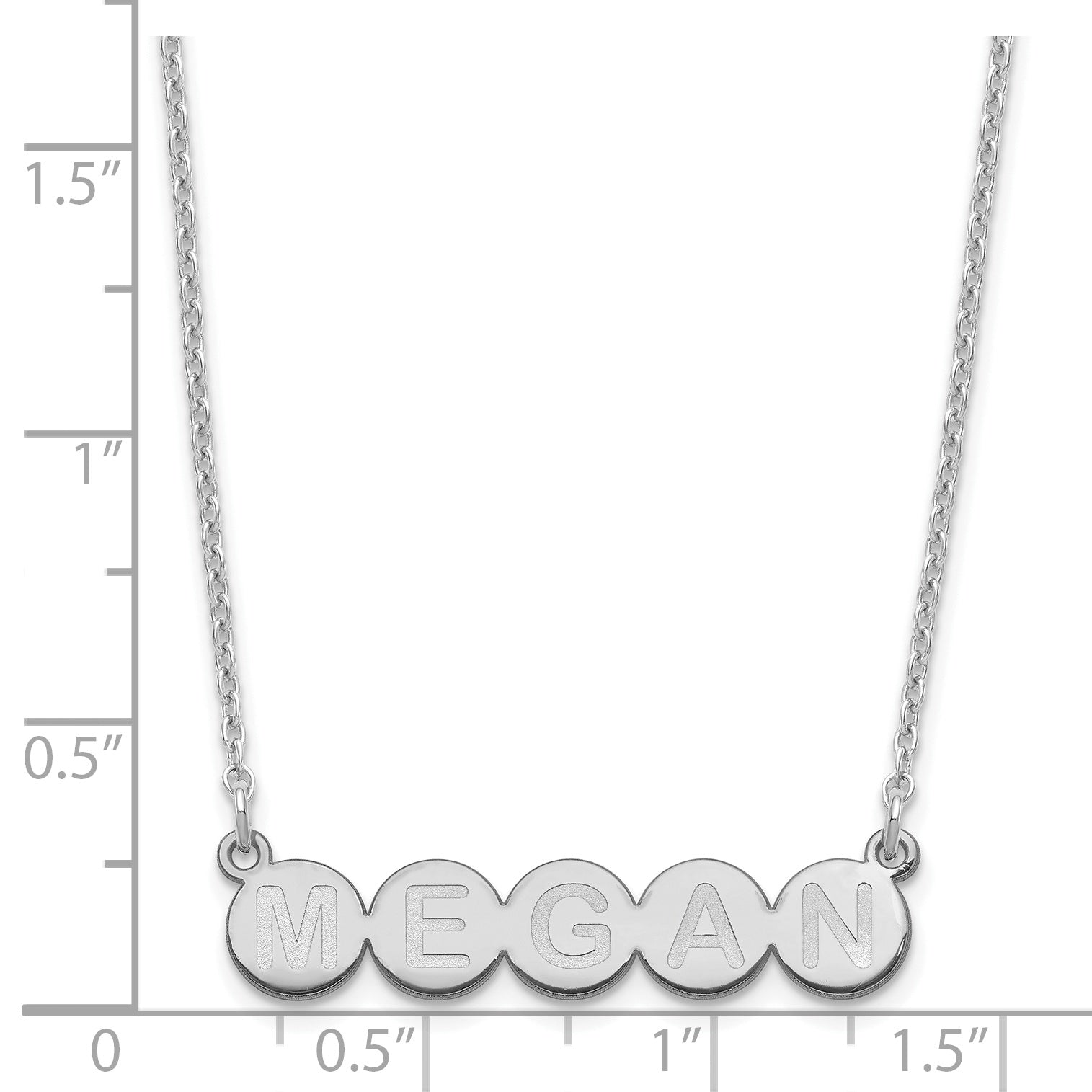 Sterling Silver Silver/Rhodium Plated 5 Letter Bubble Necklace
