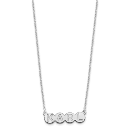 Sterling Silver Silver/Rhodium Plated 4 Letter Bubble Necklace