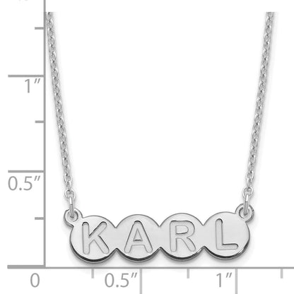 Sterling Silver Silver/Rhodium Plated 4 Letter Bubble Necklace