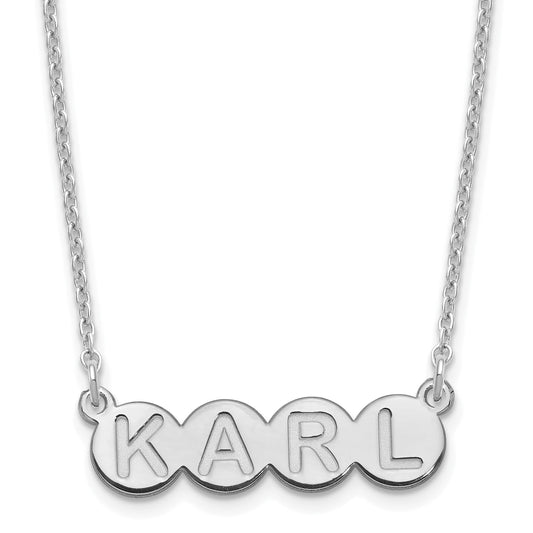 Sterling Silver Silver/Rhodium Plated 4 Letter Bubble Necklace