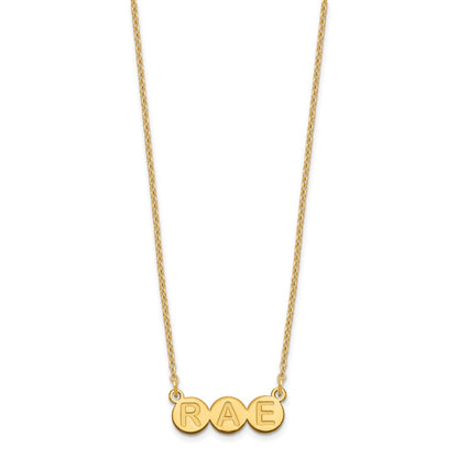 Gold Plated Sterling Silver/Gold 3 Letter Bubble Necklace