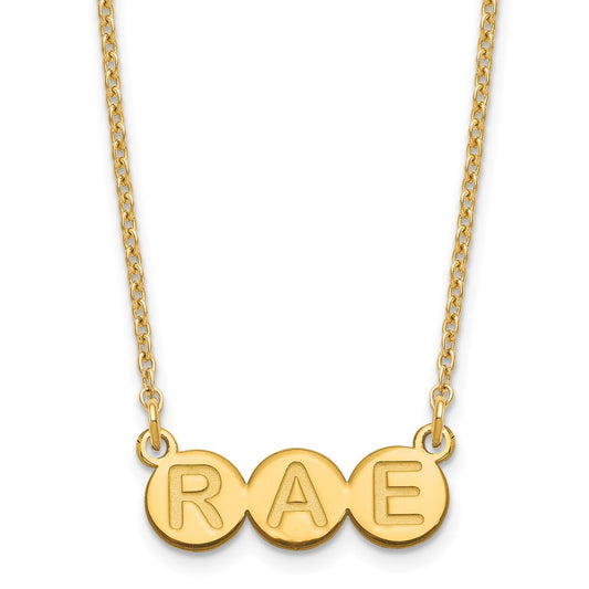 Gold Plated Sterling Silver/Gold 3 Letter Bubble Necklace