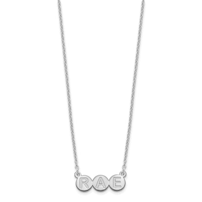 Sterling Silver Silver/Rhodium Plated 3 Letter Bubble Necklace