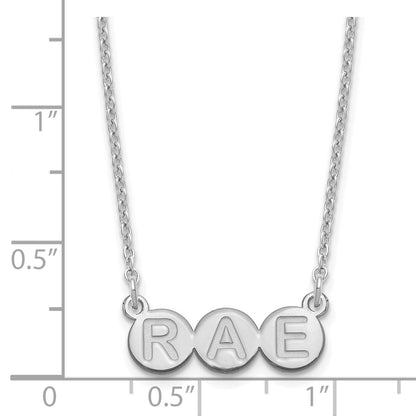 Sterling Silver Silver/Rhodium Plated 3 Letter Bubble Necklace