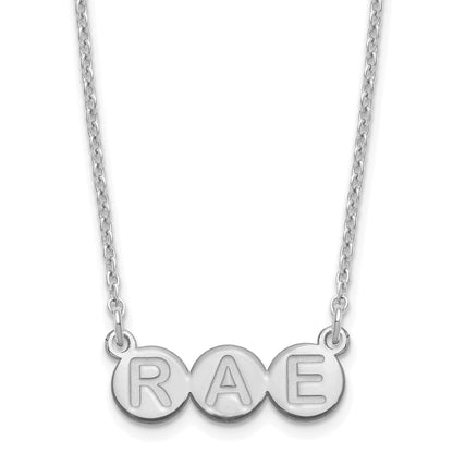 Sterling Silver Silver/Rhodium Plated 3 Letter Bubble Necklace