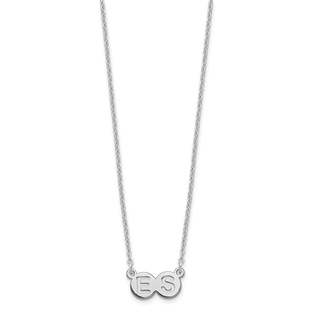 Sterling Silver Silver/Rhodium Plated 2 Letter Bubble Necklace