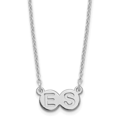 Sterling Silver Silver/Rhodium Plated 2 Letter Bubble Necklace