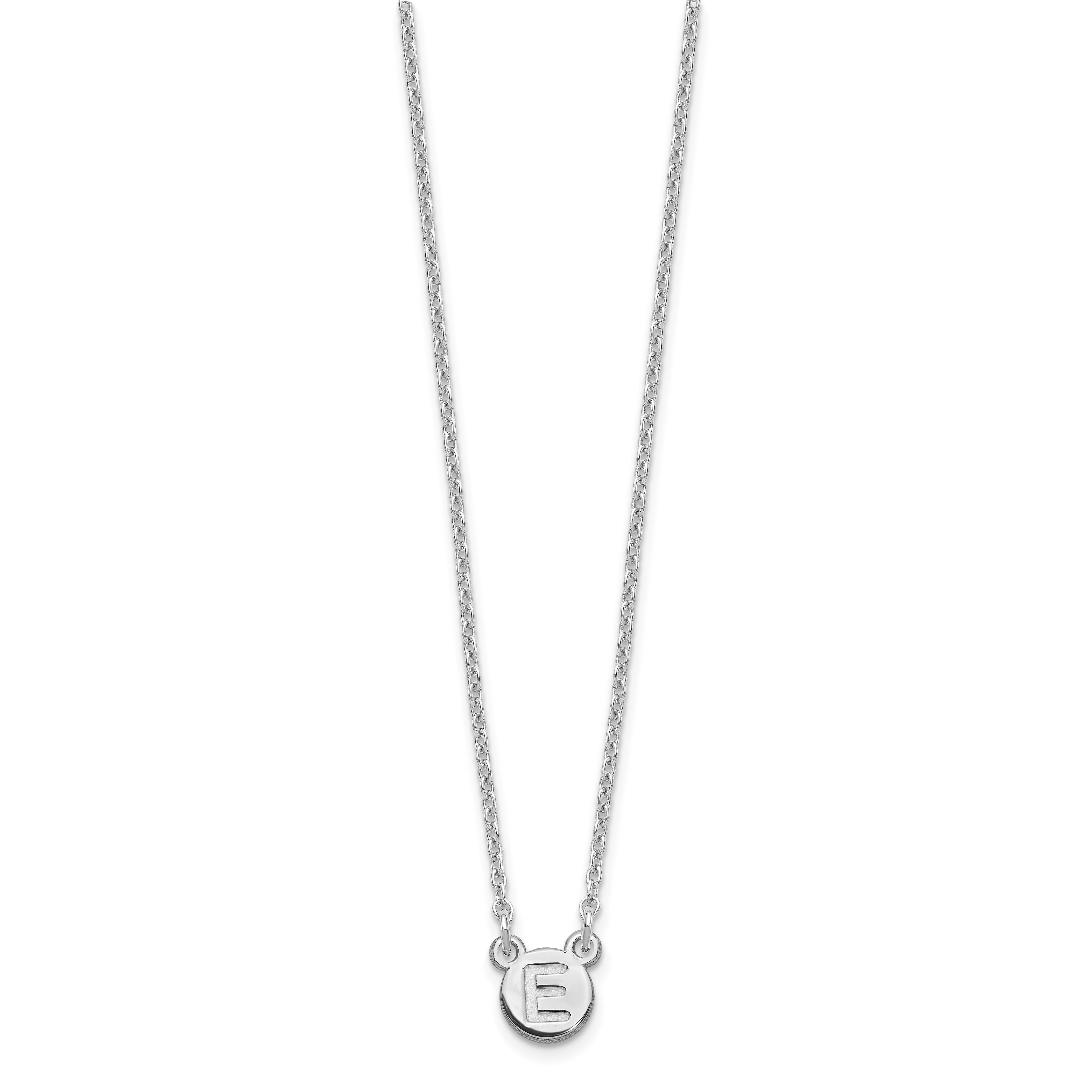 Sterling Silver Silver/Rhodium Plated 1 Letter Bubble Necklace