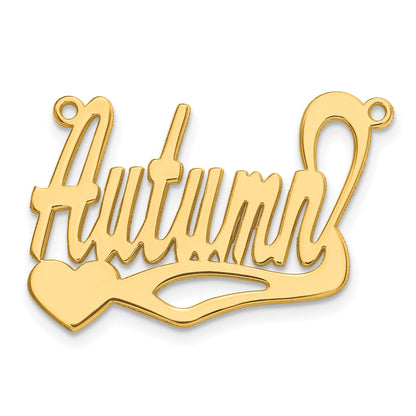 Gold Plated Sterling Silver/Gold Polished Heart Name Plate
