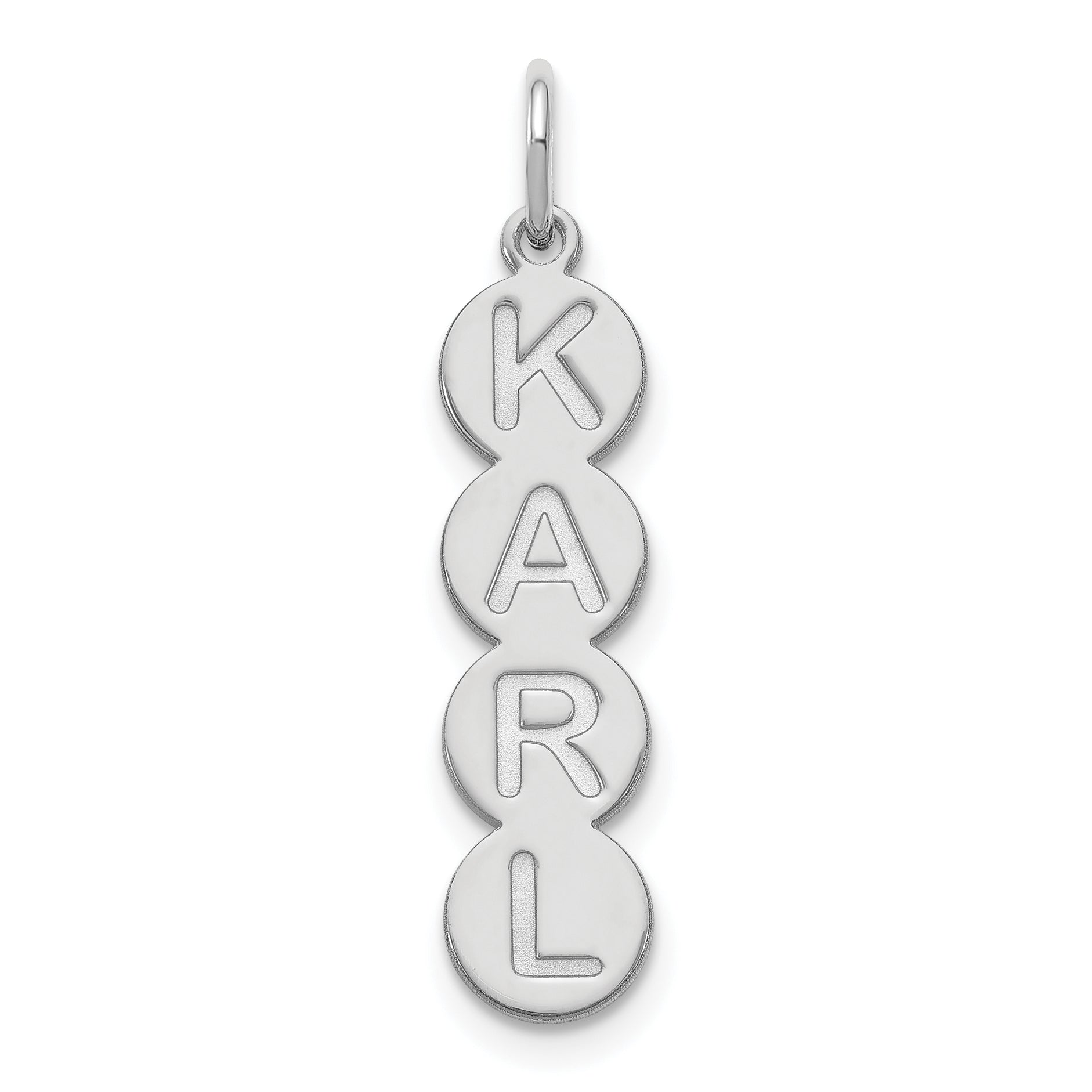 14K White Gold 4 Letter Bubble Pendant