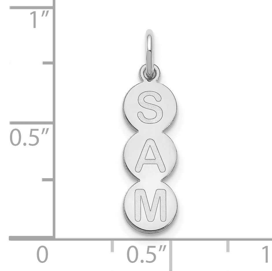 14K White Gold 3 Letter Bubble Pendant
