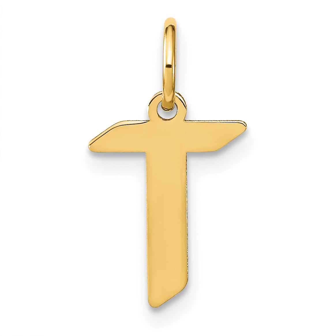 14k Yellow Gold 14KY Letter T Initial Pendant
