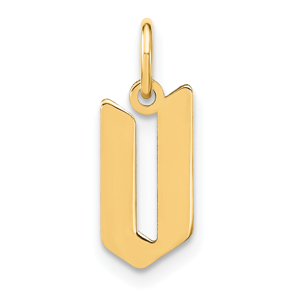 14k Yellow Gold 14KY Letter V Initial Pendant