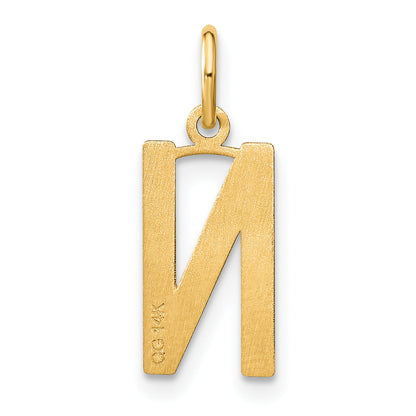 14k Yellow Gold 14ky Letter N Initial Pendant