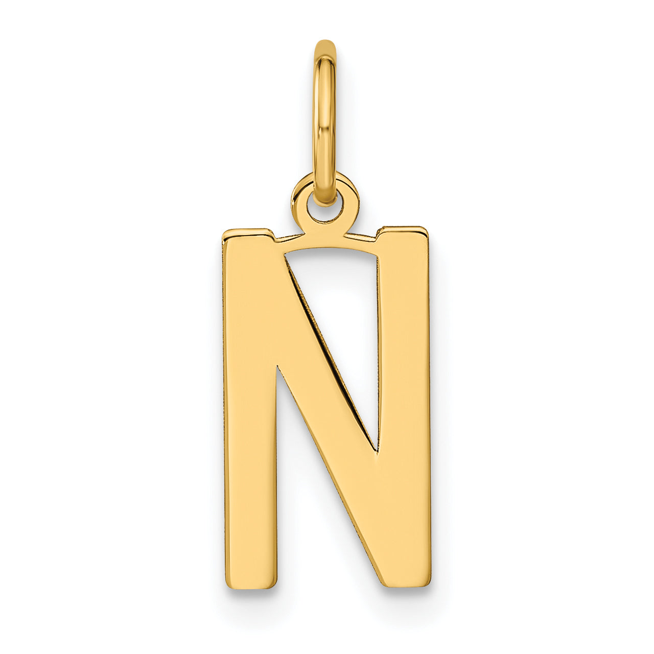 14k Yellow Gold 14ky Letter N Initial Pendant