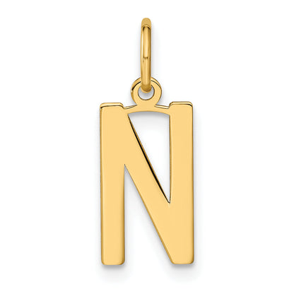 14k Yellow Gold 14ky Letter N Initial Pendant