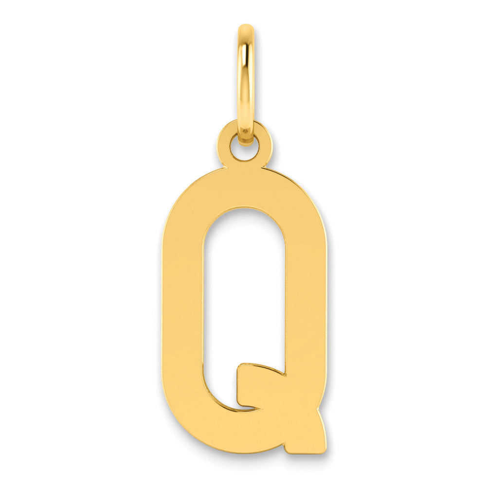 14k Yellow Gold 14ky Letter Q Initial Pendant