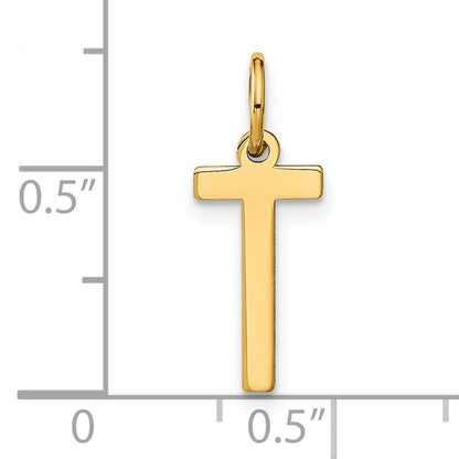 14k Yellow Gold 14ky Letter T Initial Pendant