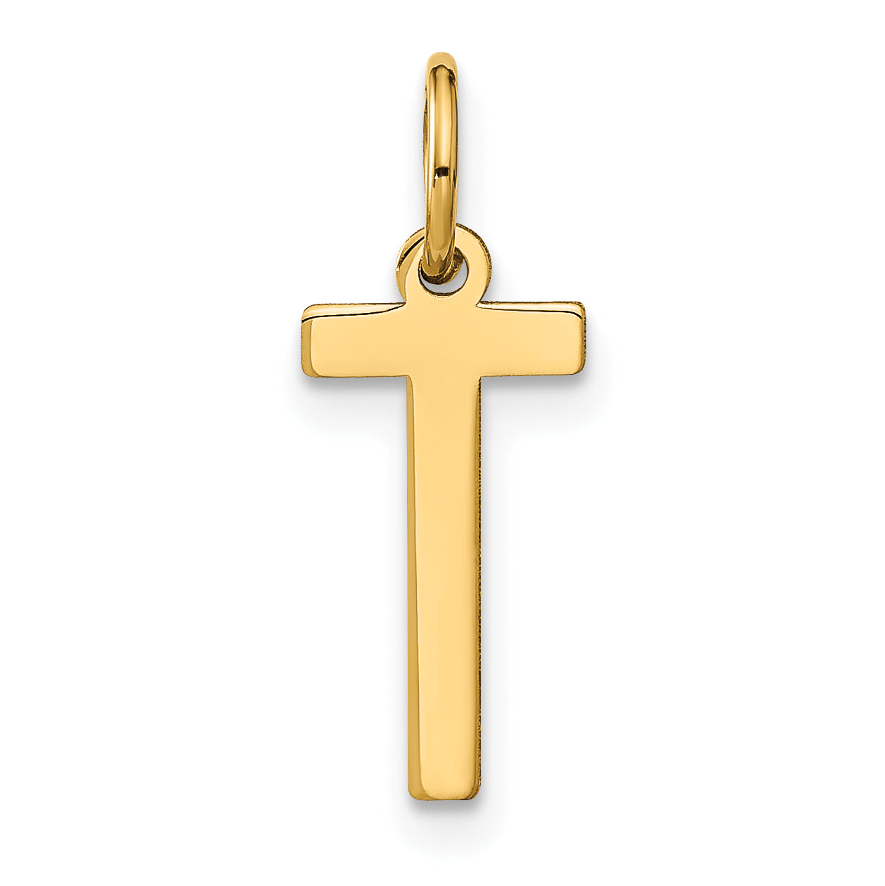 14k Yellow Gold 14ky Letter T Initial Pendant