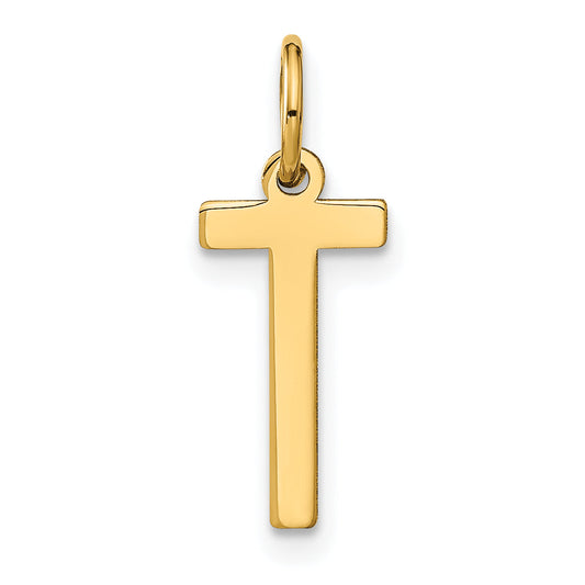 14k Yellow Gold 14ky Letter T Initial Pendant