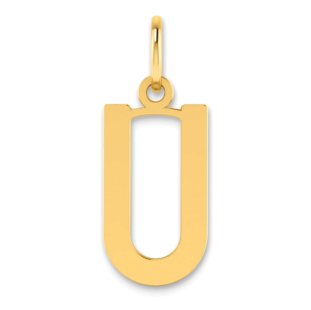 14k Yellow Gold 14ky Letter U Initial Pendant