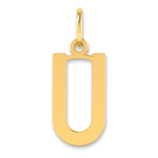 14k Yellow Gold 14ky Letter U Initial Pendant