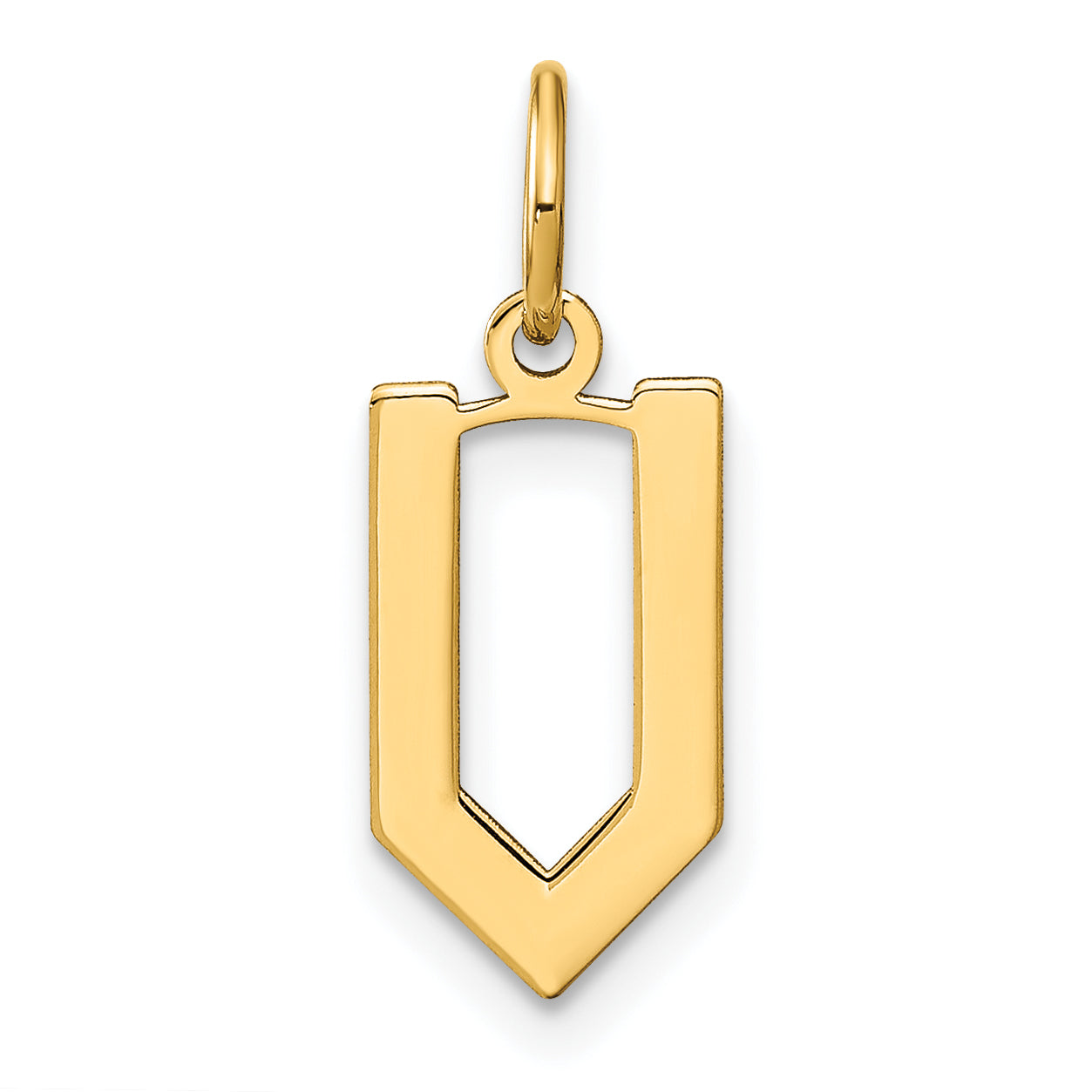 14k Yellow Gold 14ky Letter V Initial Pendant