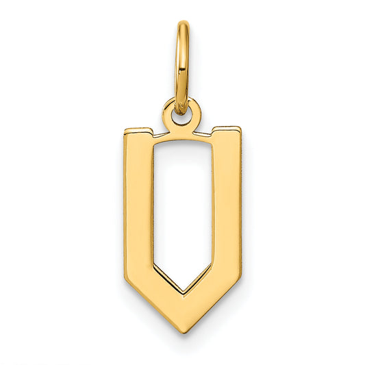 14k Yellow Gold 14ky Letter V Initial Pendant