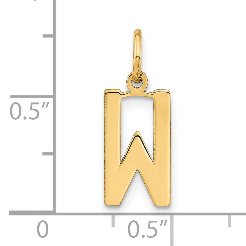 14k Yellow Gold 14ky Letter W Initial Pendant