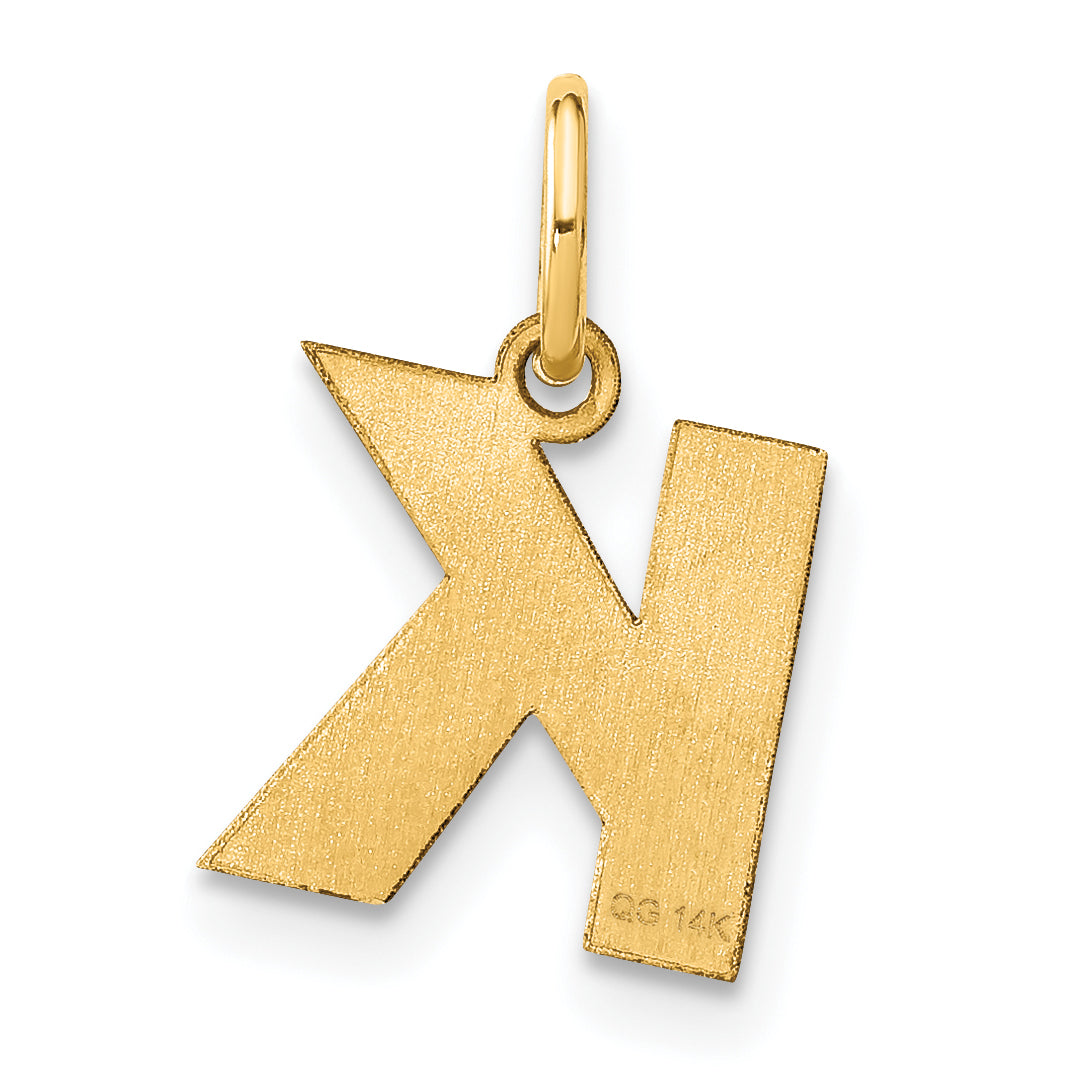 14k Yellow Gold 14ky Letter K Initial Pendant