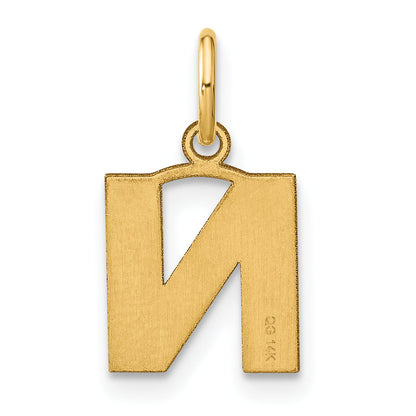 14k Yellow Gold 14ky Letter N Initial Pendant