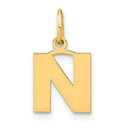 14k Yellow Gold 14ky Letter N Initial Pendant
