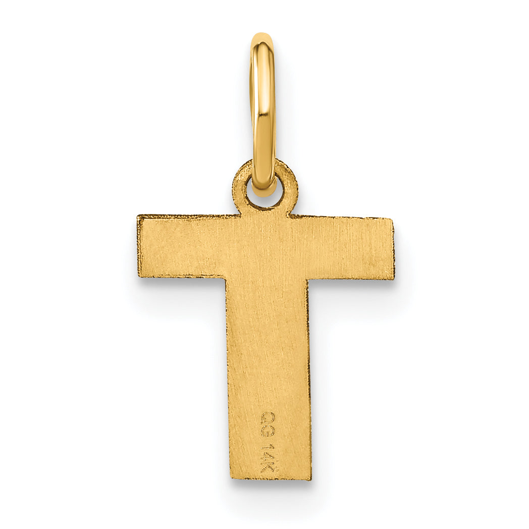 14k Yellow Gold 14ky Letter T Initial Pendant