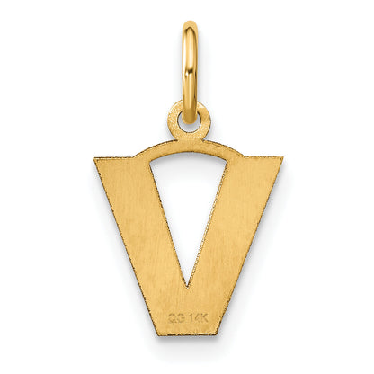 14k Yellow Gold 14ky Letter V Initial Pendant