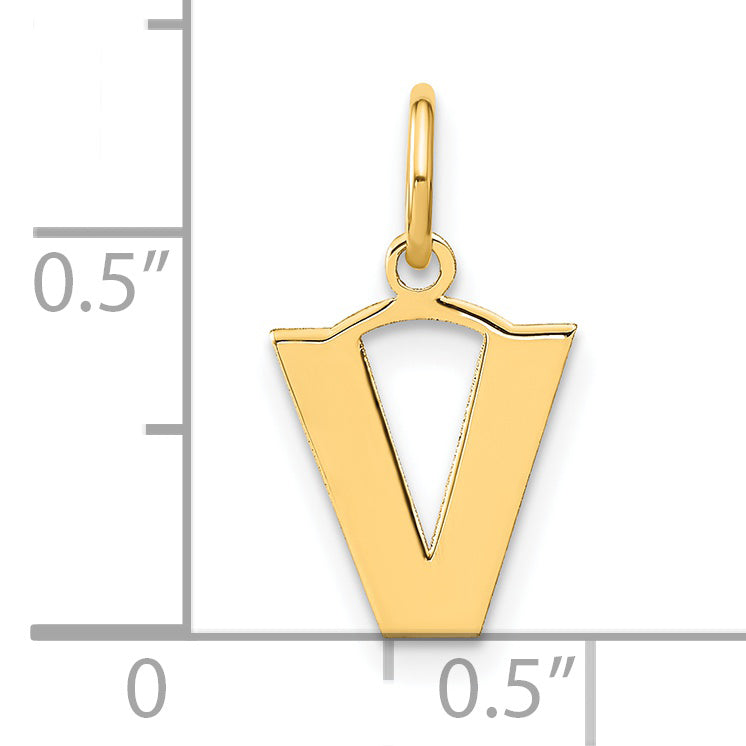 14k Yellow Gold 14ky Letter V Initial Pendant