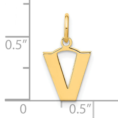 14k Yellow Gold 14ky Letter V Initial Pendant