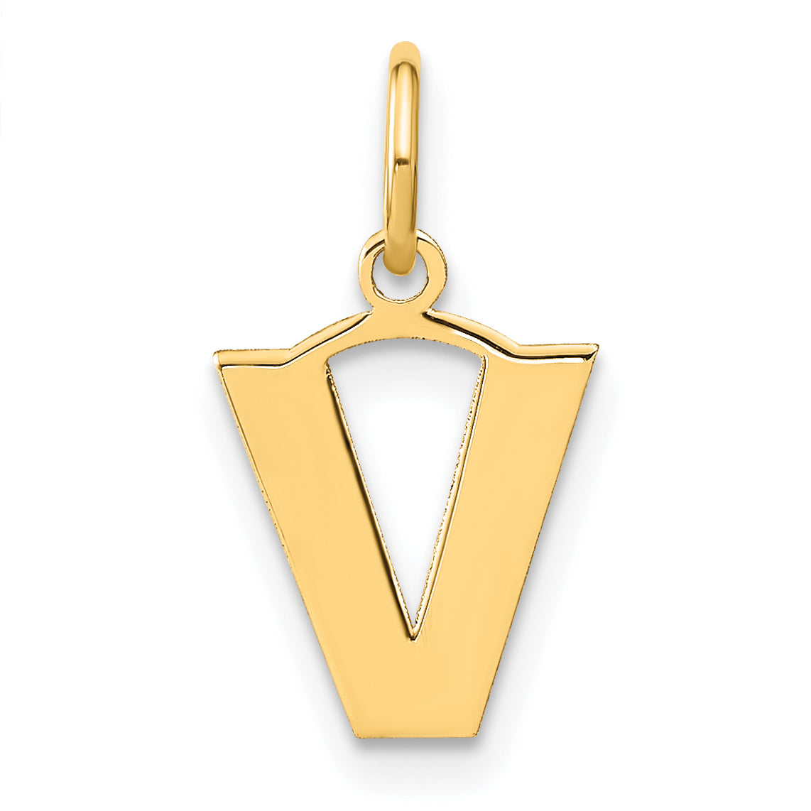 14k Yellow Gold 14ky Letter V Initial Pendant