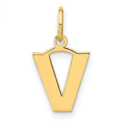14k Yellow Gold 14ky Letter V Initial Pendant