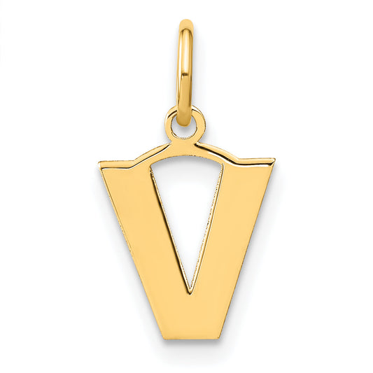 14k Yellow Gold 14ky Letter V Initial Pendant