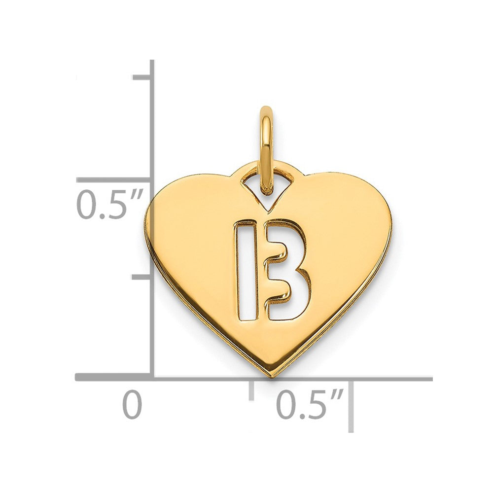 14k Yellow Gold 14ky Initial Letter B Initial Charm